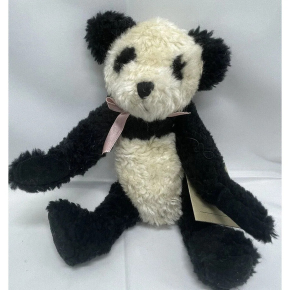 Boyds Bears PANDA Ogden B Bean Plush W/Purple Ribbon 1996 10" Stuffed Animal Toy - Picture 1 of 11